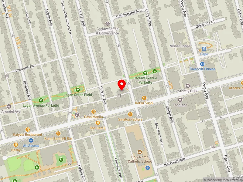 RentSafeTO apartment evaluation map view of 796 CARLAW AVE in Toronto-Danforth, Toronto