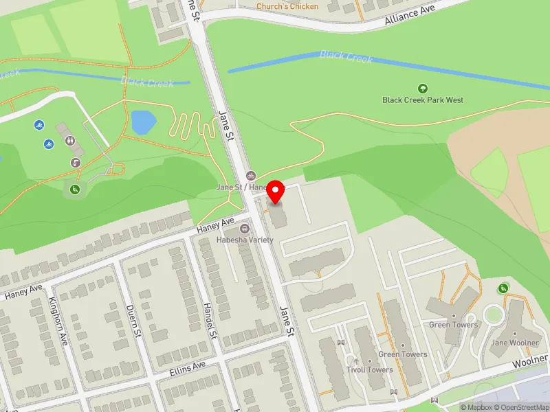 RentSafeTO apartment evaluation map view of 797 JANE ST in York South-Weston, Toronto