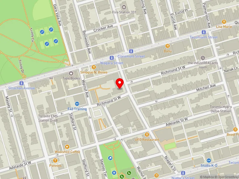RentSafeTO apartment evaluation map view of 798 RICHMOND ST W in Spadina-Fort York, Toronto