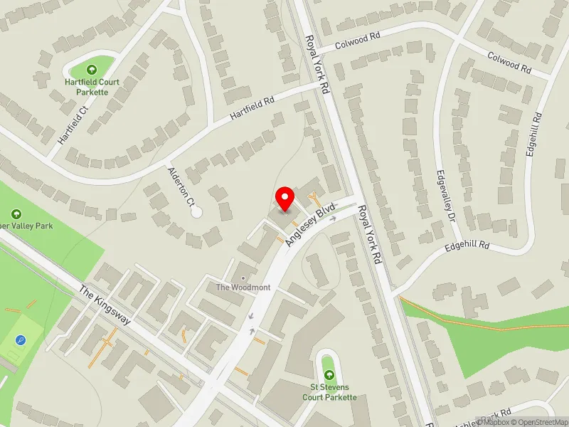 RentSafeTO apartment evaluation map view of 8 ANGLESEY BLVD in Etobicoke Centre, Toronto
