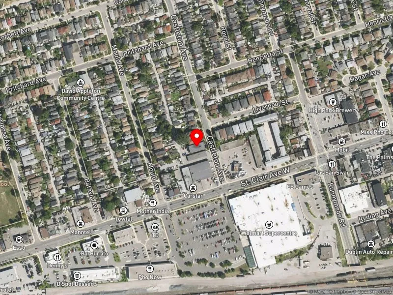 RentSafeTO apartment evaluation satellite view of 8 CASTLETON AVE in York South-Weston, Toronto