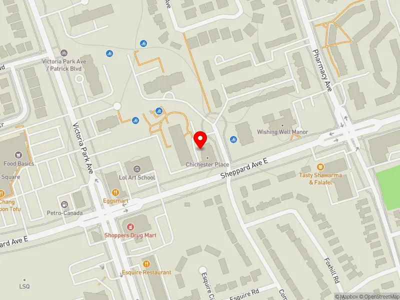 RentSafeTO apartment evaluation map view of 8 CHICHESTER PL in Scarborough-Agincourt, Toronto