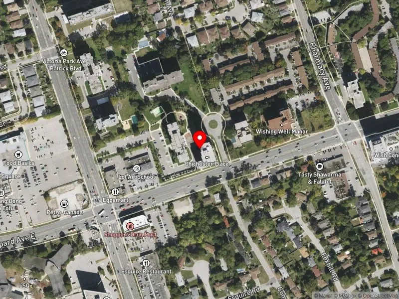 RentSafeTO apartment evaluation satellite view of 8 CHICHESTER PL in Scarborough-Agincourt, Toronto