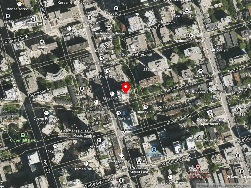 RentSafeTO apartment evaluation satellite view of 8 GLOUCESTER ST in Toronto Centre, Toronto