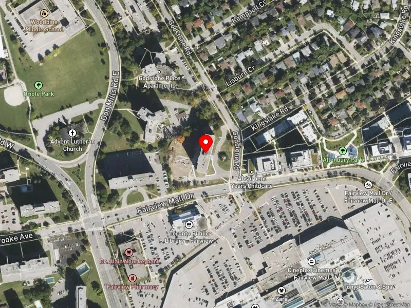 RentSafeTO apartment evaluation satellite view of 8 GODSTONE RD in Don Valley North, Toronto