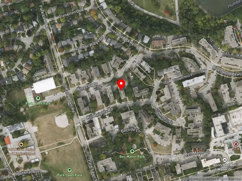 RentSafeTO apartment evaluation satellite view of 8 HILL HEIGHTS RD in Etobicoke-Lakeshore, Toronto