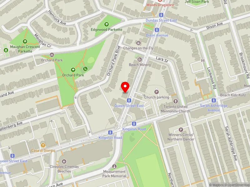 RentSafeTO apartment evaluation map view of 8 KINGSTON RD in Beaches-East York, Toronto