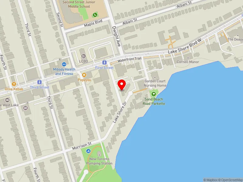 RentSafeTO apartment evaluation map view of 8 LAKE SHORE DR in Etobicoke-Lakeshore, Toronto