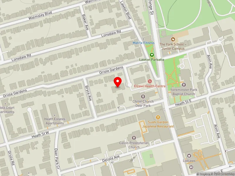 RentSafeTO apartment evaluation map view of 8 MALLORY GDNS in Toronto-St. Paul's, Toronto