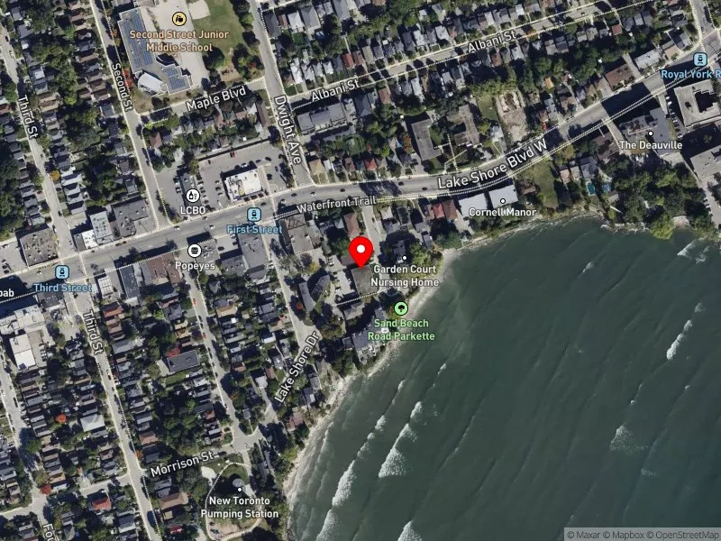 RentSafeTO apartment evaluation satellite view of 8 SAND BEACH RD in Etobicoke-Lakeshore, Toronto