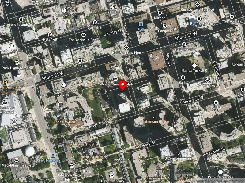 RentSafeTO apartment evaluation satellite view of 8 ST THOMAS ST in University-Rosedale, Toronto
