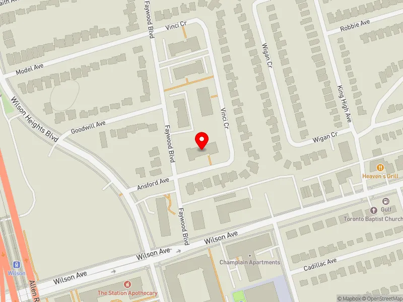 RentSafeTO apartment evaluation map view of 8 VINCI CRES in York Centre, Toronto