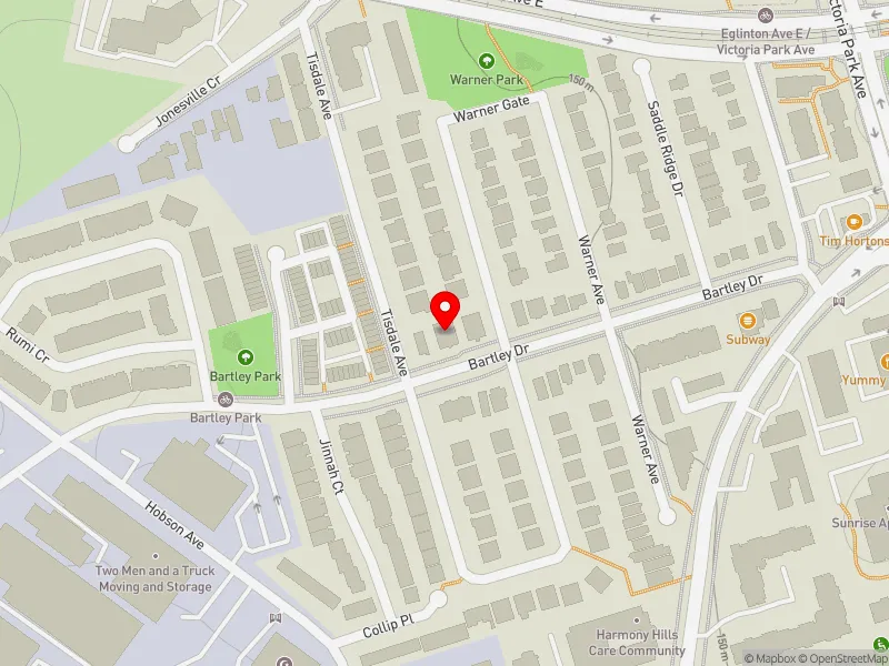 RentSafeTO apartment evaluation map view of 80 BARTLEY DR in Don Valley East, Toronto