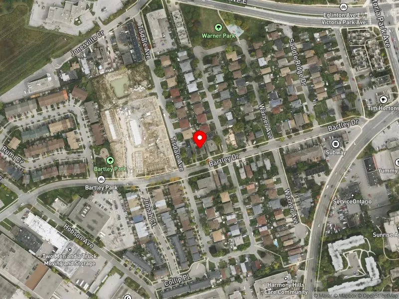 RentSafeTO apartment evaluation satellite view of 80 BARTLEY DR in Don Valley East, Toronto