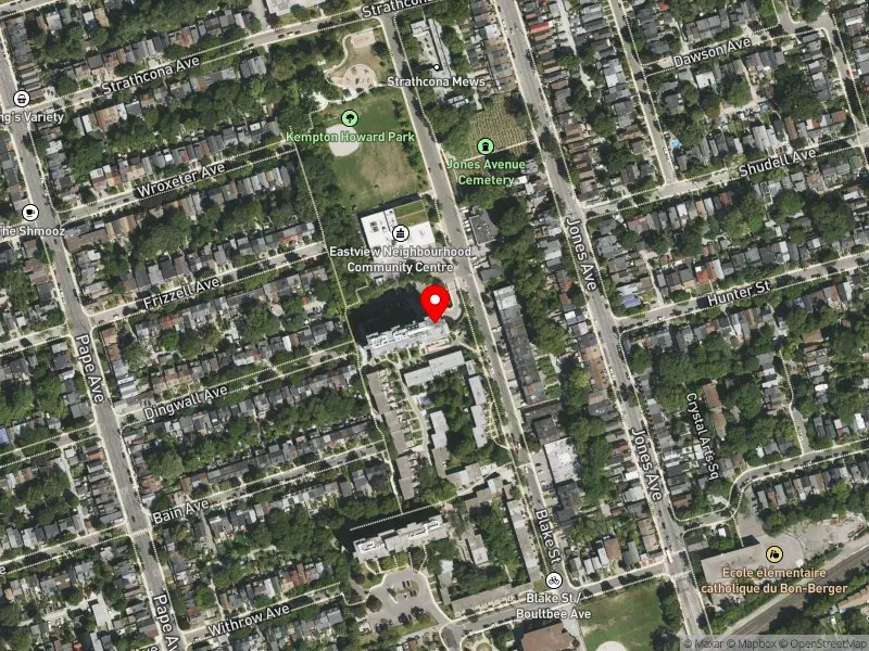 RentSafeTO apartment evaluation satellite view of 80 BLAKE ST in Toronto-Danforth, Toronto