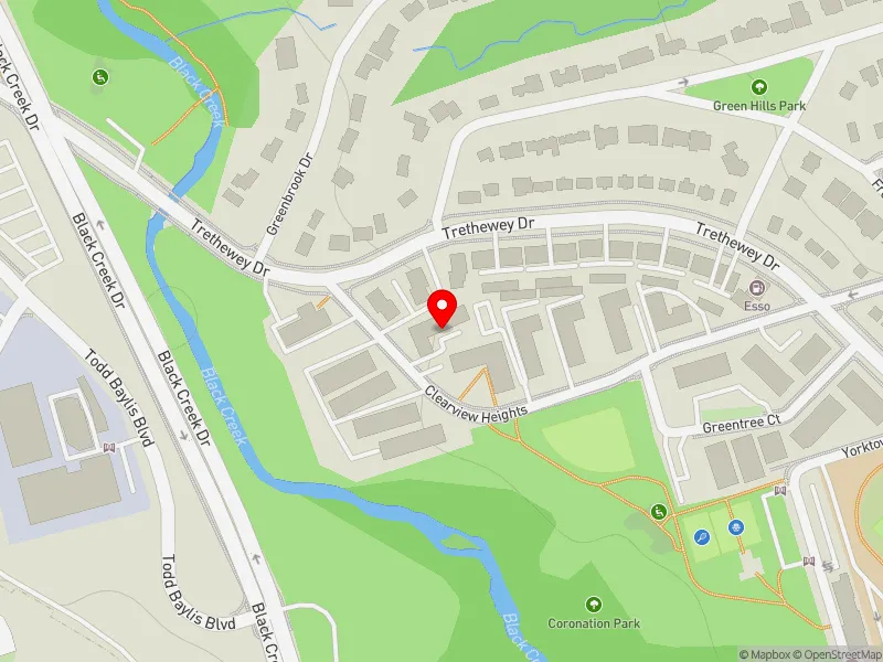 RentSafeTO apartment evaluation map view of 80 CLEARVIEW HTS in York South-Weston, Toronto