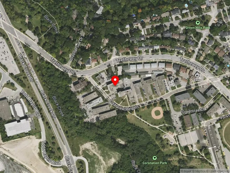 RentSafeTO apartment evaluation satellite view of 80 CLEARVIEW HTS in York South-Weston, Toronto