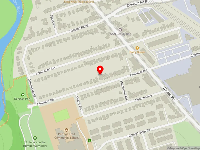 RentSafeTO apartment evaluation map view of 80 CLOUSTON AVE in York South-Weston, Toronto