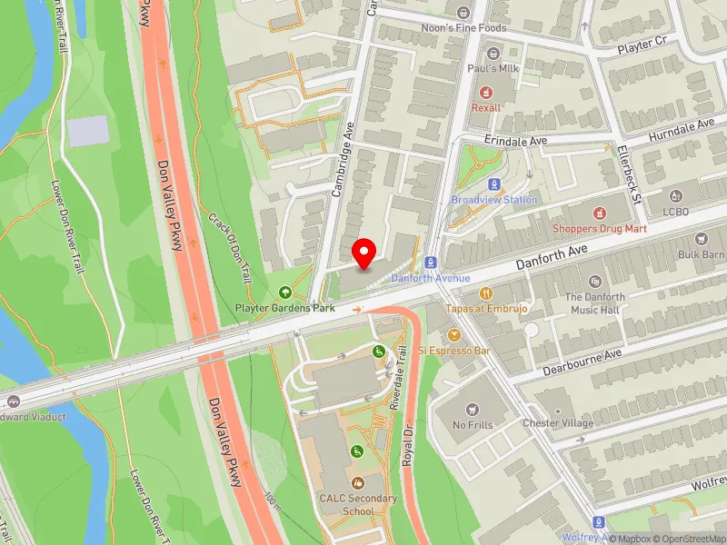 RentSafeTO apartment evaluation map view of 80 DANFORTH AVE in Toronto-Danforth, Toronto