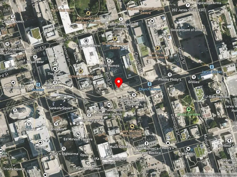 RentSafeTO apartment evaluation satellite view of 80 DUNDAS ST E in Toronto Centre, Toronto