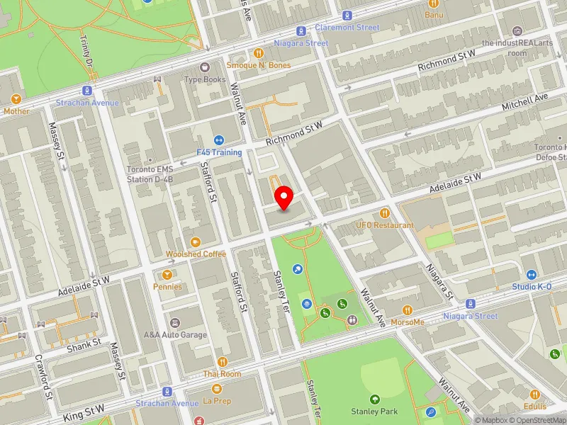 RentSafeTO apartment evaluation map view of 800 ADELAIDE ST W in Spadina-Fort York, Toronto
