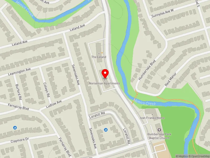 RentSafeTO apartment evaluation map view of 800 ROYAL YORK RD in Etobicoke-Lakeshore, Toronto