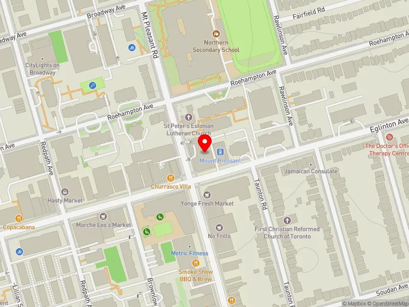 RentSafeTO apartment evaluation map view of 801 MOUNT PLEASANT RD in Don Valley West, Toronto