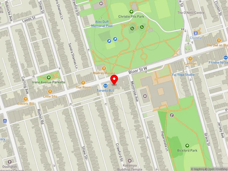 RentSafeTO apartment evaluation map view of 805 BLOOR ST W in University-Rosedale, Toronto