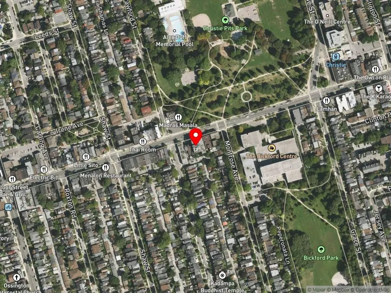 RentSafeTO apartment evaluation satellite view of 805 BLOOR ST W in University-Rosedale, Toronto