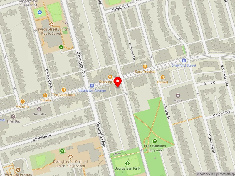 RentSafeTO apartment evaluation map view of 805 COLLEGE ST in University-Rosedale, Toronto