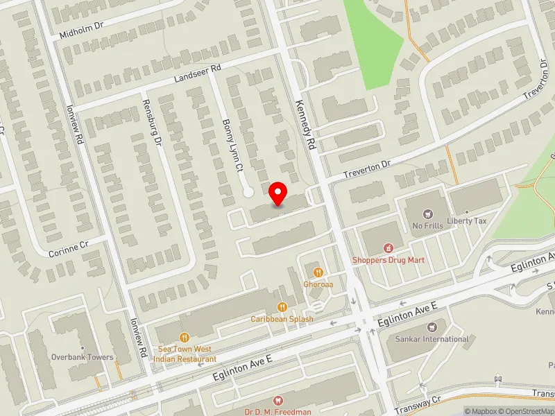 RentSafeTO apartment evaluation map view of 806 KENNEDY RD in Scarborough Centre, Toronto