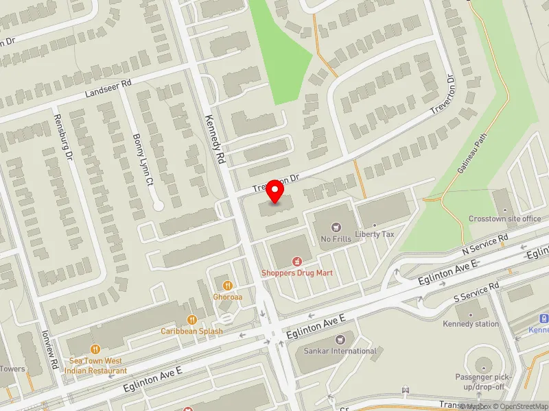 RentSafeTO apartment evaluation map view of 807 KENNEDY RD in Scarborough Centre, Toronto