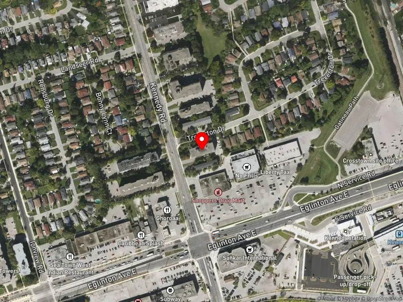 RentSafeTO apartment evaluation satellite view of 807 KENNEDY RD in Scarborough Centre, Toronto