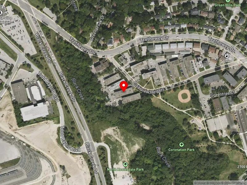 RentSafeTO apartment evaluation satellite view of 81 CLEARVIEW HTS in York South-Weston, Toronto