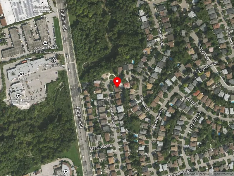 RentSafeTO apartment evaluation satellite view of 81 GARTHDALE CRT in York Centre, Toronto