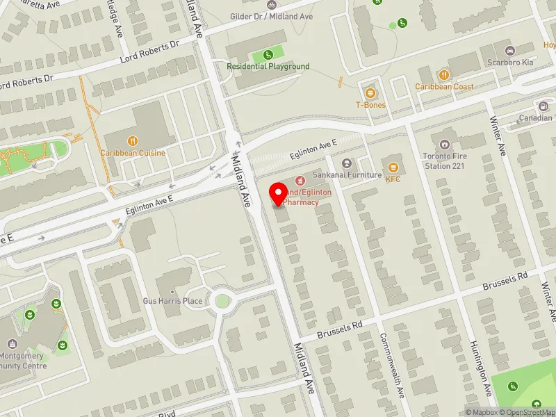 RentSafeTO apartment evaluation map view of 815 MIDLAND AVE in Scarborough Southwest, Toronto
