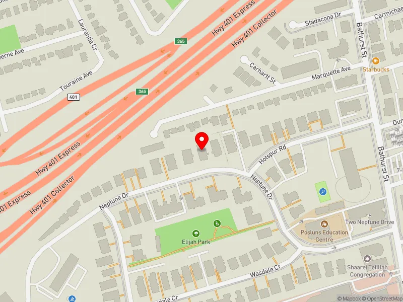 RentSafeTO apartment evaluation map view of 82 NEPTUNE DR in Eglinton-Lawrence, Toronto