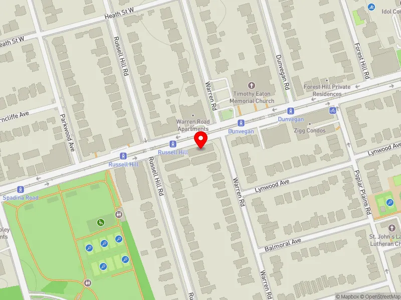 RentSafeTO apartment evaluation map view of 82 WARREN RD in Toronto-St. Paul's, Toronto