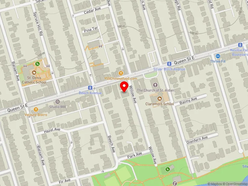 RentSafeTO apartment evaluation map view of 82 WILLOW AVE in Beaches-East York, Toronto