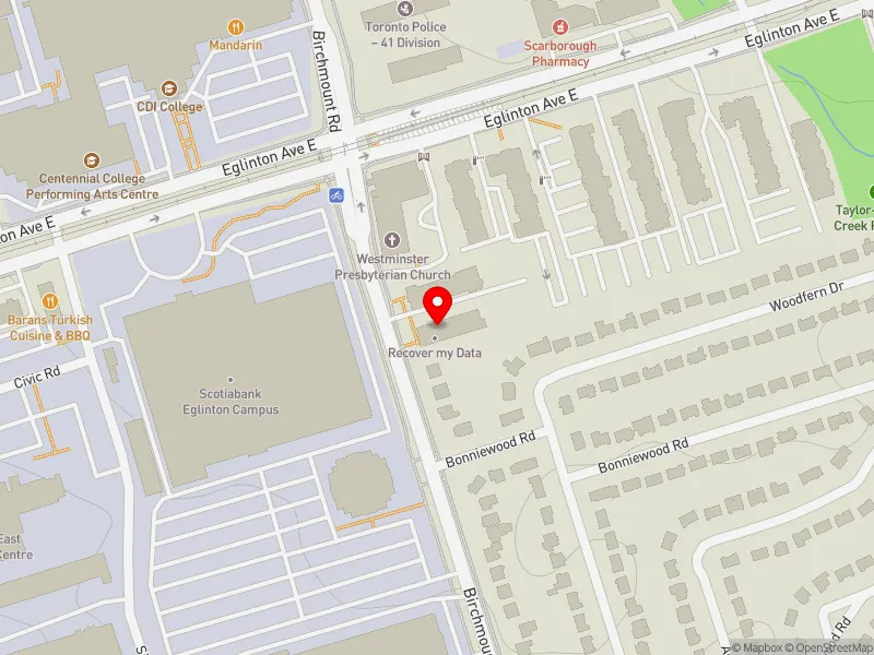 RentSafeTO apartment evaluation map view of 821 BIRCHMOUNT RD in Scarborough Southwest, Toronto