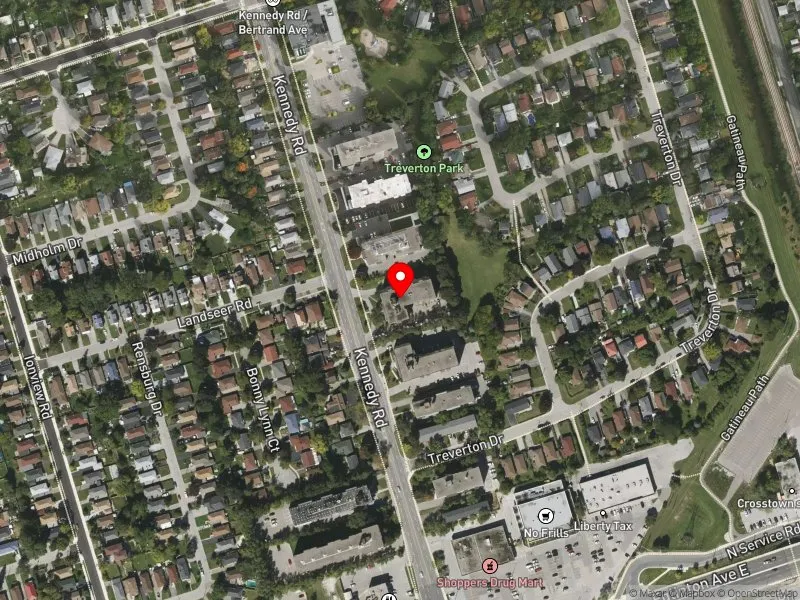 RentSafeTO apartment evaluation satellite view of 821 KENNEDY RD in Scarborough Centre, Toronto