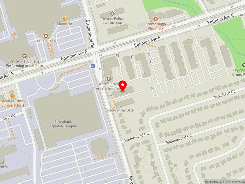 RentSafeTO apartment evaluation map view of 829 BIRCHMOUNT RD in Scarborough Southwest, Toronto