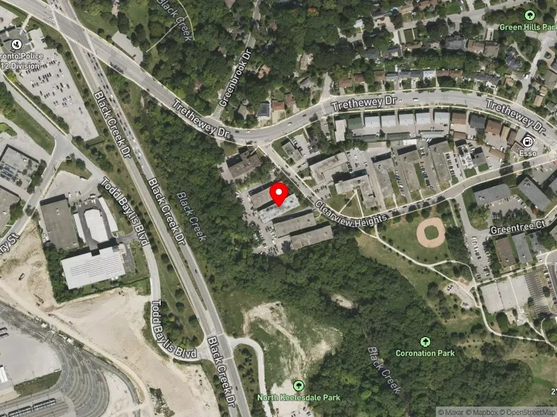 RentSafeTO apartment evaluation satellite view of 83 CLEARVIEW HTS in York South-Weston, Toronto
