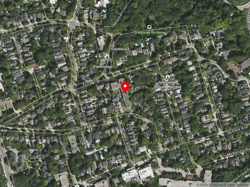 RentSafeTO apartment evaluation satellite view of 83 ELM AVE in University-Rosedale, Toronto