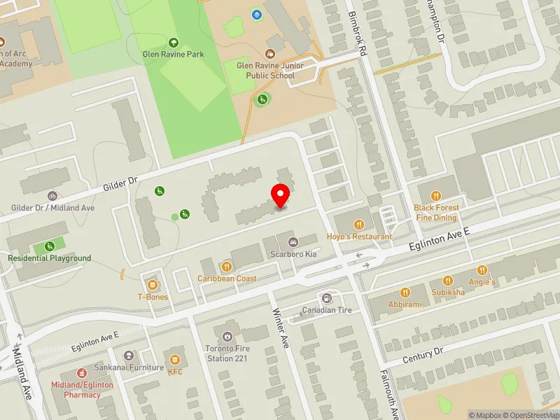 RentSafeTO apartment evaluation map view of 83 GILDER DR in Scarborough Centre, Toronto
