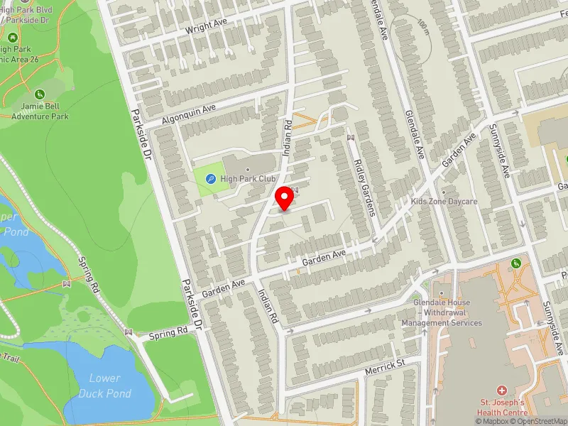 RentSafeTO apartment evaluation map view of 83 INDIAN RD in Parkdale-High Park, Toronto