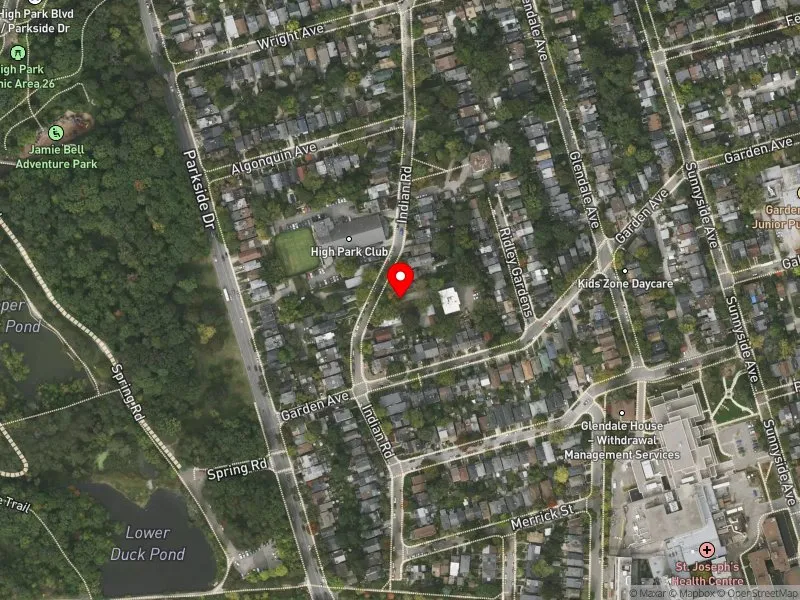RentSafeTO apartment evaluation satellite view of 83 INDIAN RD in Parkdale-High Park, Toronto