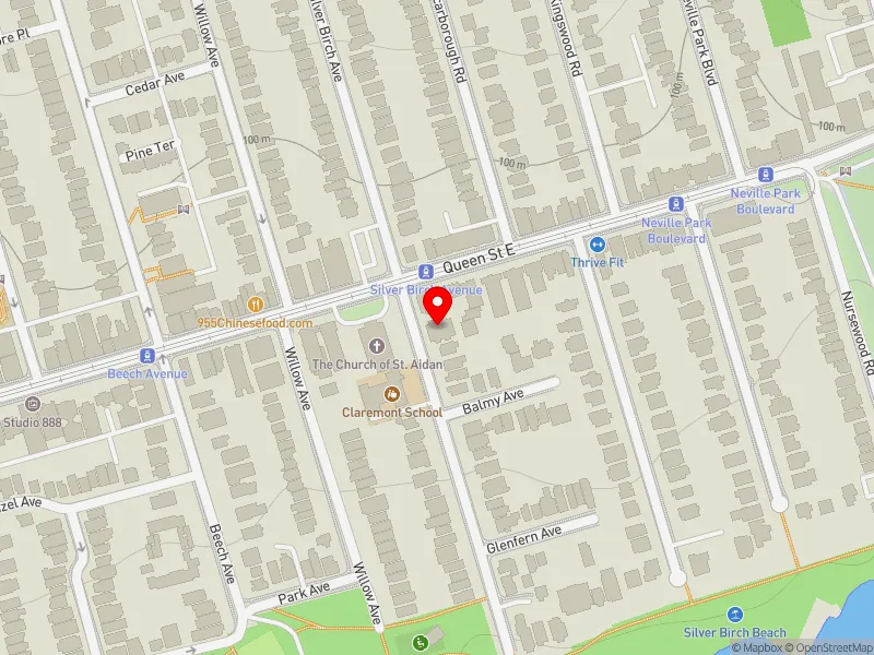 RentSafeTO apartment evaluation map view of 83 SILVER BIRCH AVE in Beaches-East York, Toronto