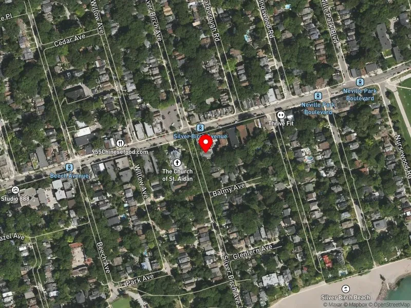 RentSafeTO apartment evaluation satellite view of 83 SILVER BIRCH AVE in Beaches-East York, Toronto
