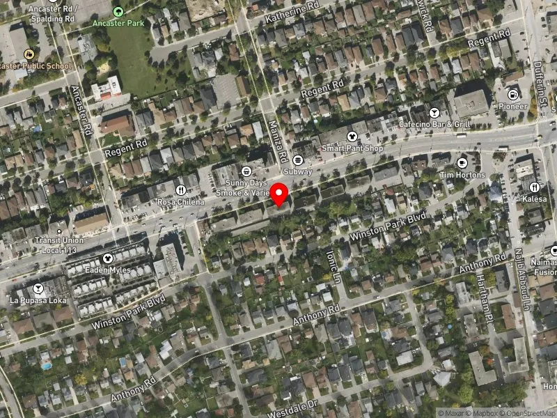 RentSafeTO apartment evaluation satellite view of 831 WILSON AVE in York Centre, Toronto